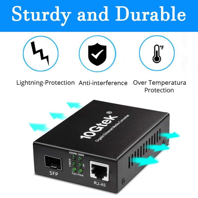 HYFIBER A Pair of Gigabit Multi-Mode LC Fiber Media Converter, with 2 Pcs SFP SX Modules, Fiber to Ethernet Converter, 1000Base-SX to 10/100/1000M RJ45, MMF, 850nm, up to 550m - Image 5